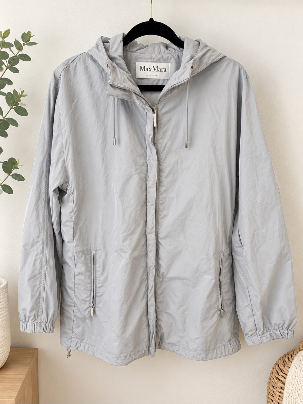 MaxMara Pale Gray Hooded Utility Jacket